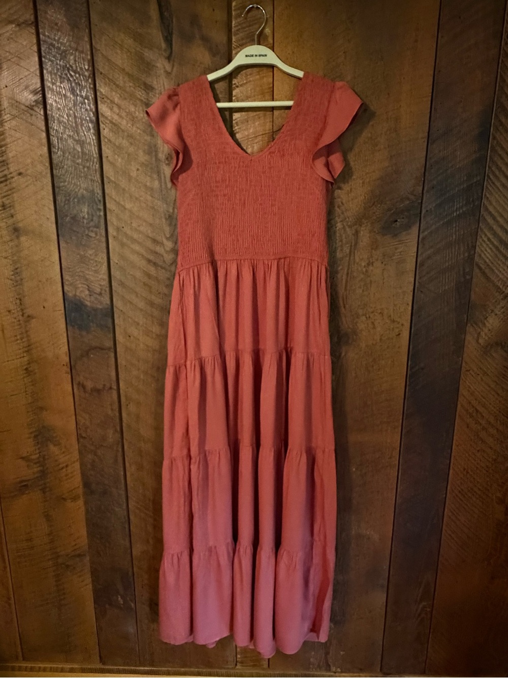 Granola Girl Terracotta Smocked Maxi Dress Whimsigoth Boho Hippie Festival M
